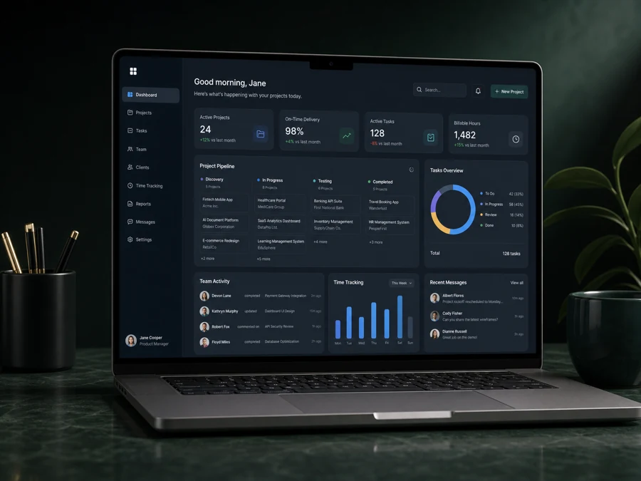 Business services dashboard mockup