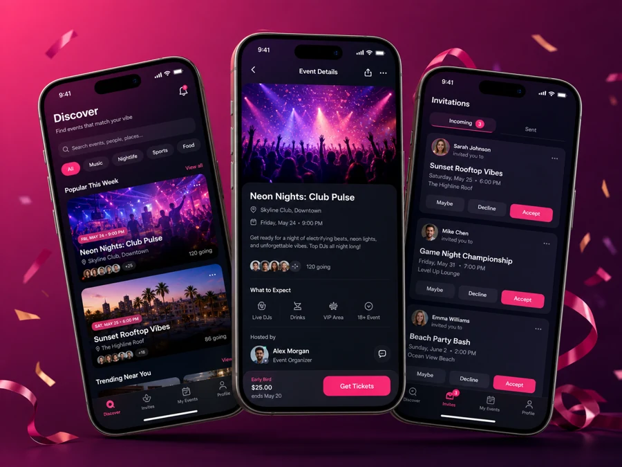 Event mobile app interface mockup