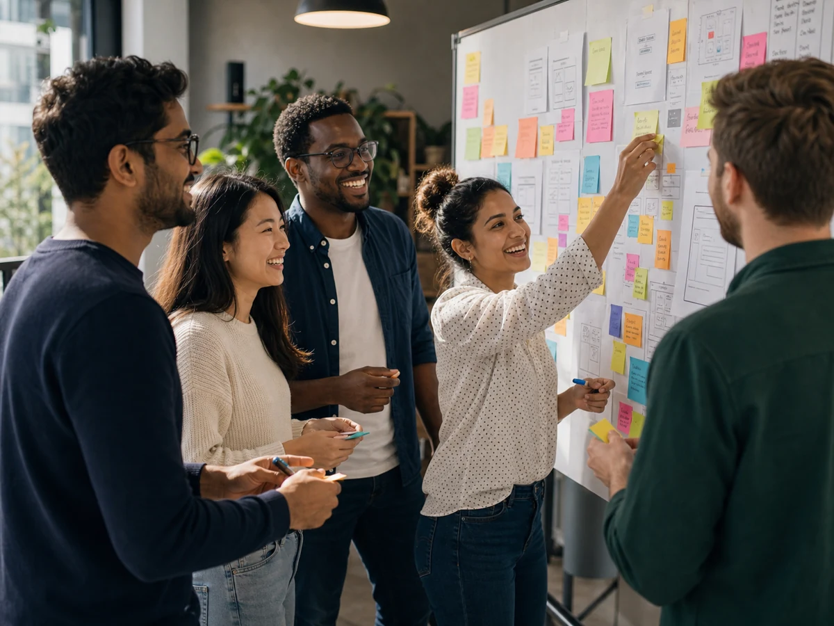 Team collaborating during a creative workshop